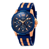 Guess Oasis Blue Dial Blue & Rose Gold Stainless Steel Strap Watch For Men - W0366G4 Buy Now By Guess