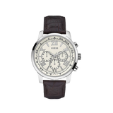Guess Horizon Chronograph White Dial Brown Leather Strap Watch For Men - W0380G2 Buy Now By Guess
