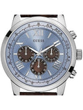 Guess Horizon Chronograph Analog Blue Dial Brown Leather Strap Watch For Men - W0380G6 Buy Now By Guess