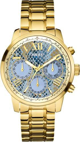 Guess Mini Sunrise Quartz Blue Dial Gold Steel Strap Watch For Women - W0448L6 Buy Now By Guess