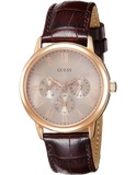 Guess Wafer Quartz Beige Dial Brown Leather Strap Watch For Men - W0496G1 Buy Now By Guess