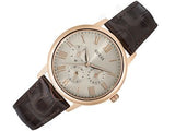 Guess Wafer Quartz Beige Dial Brown Leather Strap Watch For Men - W0496G1 Buy Now By Guess