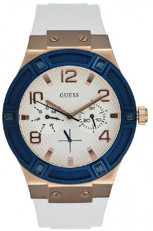 Guess Jet Setter White Dial White Rubber Strap Watch for Women - W0564L1 Buy Now By Guess