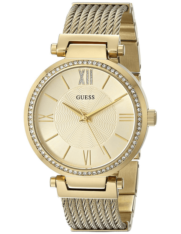 Guess Soho Champagne Dial Stainless Steel Mesh Bracelet Watch For Women - W0638L2 Buy Now By Guess