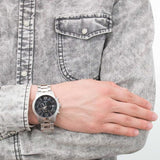 Guess Atlas Chronograph Black Dial Silver Steel Strap Watch For Men - W0668G3 Buy Now By Guess