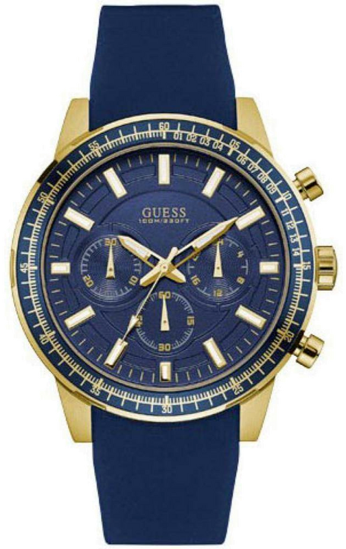 Guess Fuel Chronograph Blue Dial Blue Rubber Strap Watch for Men - W0802G2 Buy Now By Guess
