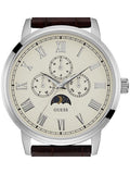 Guess Delancy Quartz White Dial Brown Leather Strap Watch For Men - W0870G1 Buy Now By Guess