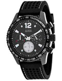 Guess Fleet Chronograph Black Dial Black Rubber Strap Watch for Men - W0971G1 Buy Now By Guess