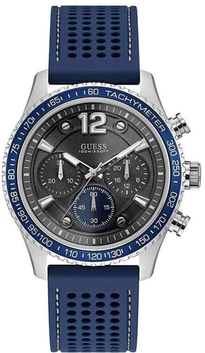 Guess Fleet Chronograph Black Dial Blue Rubber Strap Watch for Men - W0971G2 Buy Now By Guess