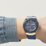 Guess Legacy Chronograph Blue Dial Blue Rubber Strap Watch For Men - W1049G9 Buy Now By Guess
