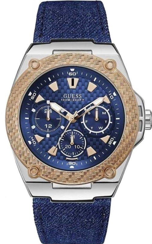 Guess Legacy Analog Blue Dial Blue Denim Strap Watch for Men - W1058G1 Buy Now By Guess