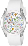 Guess Wanderlust Crystals Silver Dial White Rubber Strap Watch For Women - W1059L3 Buy Now By Guess