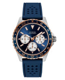 Guess Odyssey Multifunction Blue Dial Blue Rubber Strap Watch For Men - W1108G4 Buy Now By Guess