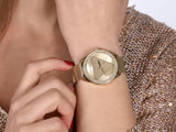 Guess Tri Glitz Quartz Diamonds Gold Dial Gold Mesh Bracelet Watch For Women - W1142L2 Buy Now By Guess