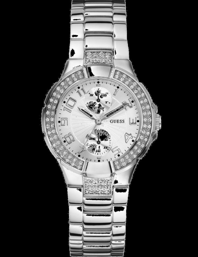 Guess Mini Prism Diamonds Silver Dial Silver Steel Strap Watch for Women - W12638L1 Buy Now By Guess