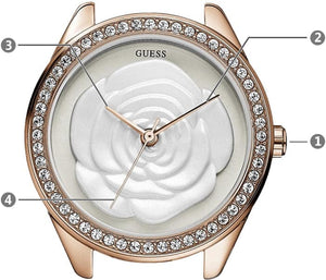 Guess Mini Rose Diamonds White Dial White Leather Strap Watch For Women - U85142l3 Buy Now By Guess