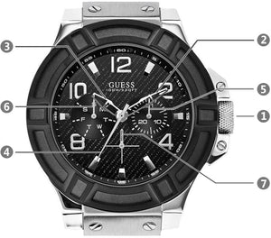 Guess Indovina Quartz Black Dial Black Leather Strap Watch For Men - W0040G9 Buy Now By Guess