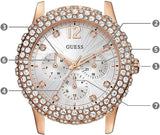 Guess Dazzler Diamonds Silver Dial Rose Gold Steel Strap Watch for Women - W0335L3 Buy Now By Guess