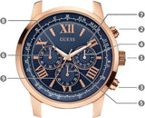Guess Horizon Chronograph Blue Dial Blue Leather Strap Watch For Men - W0380G5 Buy Now By Guess