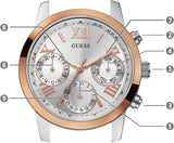 Guess Mini Sunrise Analog Silver Dial Two Tone Steel Strap Watch For Women - W0448L4 Buy Now By Guess