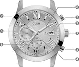 Guess Atlas Chronograph Silver Dial Silver Steel Strap Watch For Men - W0668G7 Buy Now By Guess