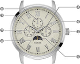 Guess Delancy Quartz White Dial Brown Leather Strap Watch For Men - W0870G1 Buy Now By Guess