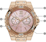 Guess Rose Gold Dial with Diamonds Pink Rubber Strap Watch For Women - W1053L3 Buy Now By Guess