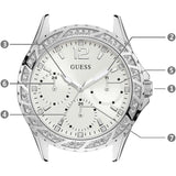 Guess Swirl Quartz Silver Dial White Silicone Strap Watch for Women - W1096L1 Buy Now By Guess