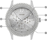 Guess Bedazzle Diamonds Silver Dial Silver Steel Strap Watch For Women - W1097L1 Buy Now By Guess