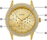 Guess Bedazzle Diamonds Gold Dial Gold Steel Strap Watch For Women - W1097L2 Buy Now By Guess
