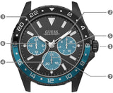 Guess Odyssey Quartz Black Dial Black Leather Strap Watch For Men - W1108G5 Buy Now By Guess