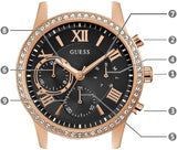 Guess Solar 40mm Black & Rose Gold Dial Black Rubber Strap Watch For Women - W1135L4 Buy Now By Guess