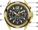 Guess Surge Chronograph Black Dial Gold Steel Strap Watch for Men - W1258G2 Buy Now By Guess