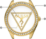 Guess Mini Triangle Quartz White Dial Gold Leather Strap Watch For Women - W70015l1 Buy Now By Guess
