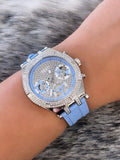 Guess Heiress Diamonds Blue Dial Blue Rubber Strap Watch for Women - GW0407L1 Buy Now By Guess
