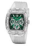 Guess Phoenix Quartz Green Dial Transparent Silicone Strap Watch For Men - GW0499G8 Buy Now By Guess