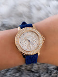 Guess Crown Jewel Diamonds White Dial Blue Rubber Strap Watch for Women - GW0411L2 Buy Now By Guess