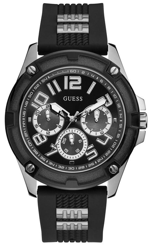 Guess Delta Black Dial Black Silicone Strap Watch for Men - GW0051G1 Buy Now By Guess