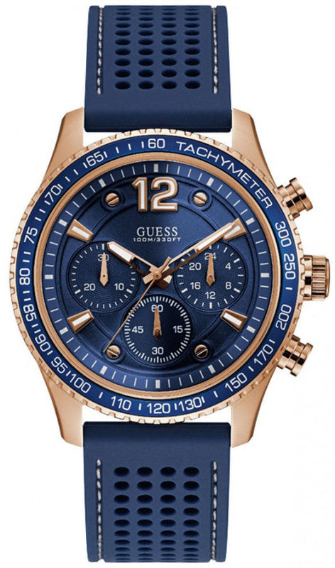 Guess Fleet Blue Dial Blue Rubber Strap Watch for Men - W0971G3 Buy Now By Guess