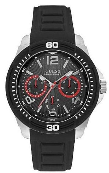 Guess Tread Black Dial Black Rubber Strap Watch for Men - W0967G1 Buy Now By Guess