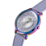 Guess Dahlia Analog Silver Dial Purple Leather Strap Watch For Women - GW0529L4 Buy Now By Guess