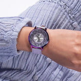 Guess Dahlia Analog Silver Dial Purple Leather Strap Watch For Women - GW0529L4 Buy Now By Guess
