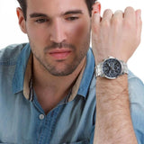 Guess Horizon Chronograph Quartz Black Dial Silver Steel Strap Watch For Men - W0379G1 Buy Now By Guess