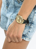 Guess Cosmo Diamonds Gold Dial Black Rubber Strap Watch for Women - GW0034L1 Buy Now By Guess