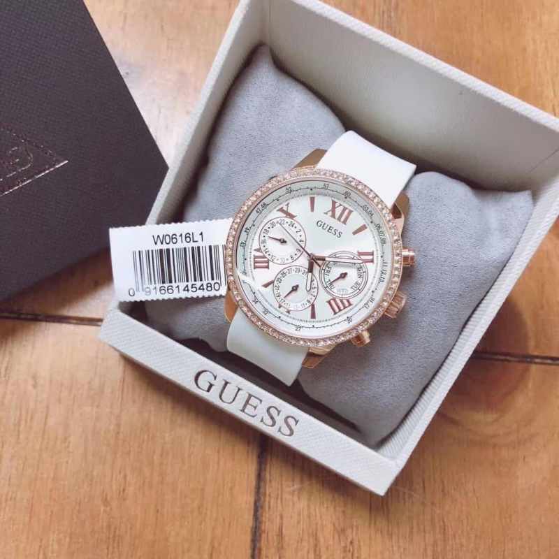 Guess Solar White Dial White Rubber Strap Watch For Women - W1135L1 Buy Now By Guess