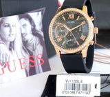 Guess Solar 40mm Black & Rose Gold Dial Black Rubber Strap Watch For Women - W1135L4 Buy Now By Guess