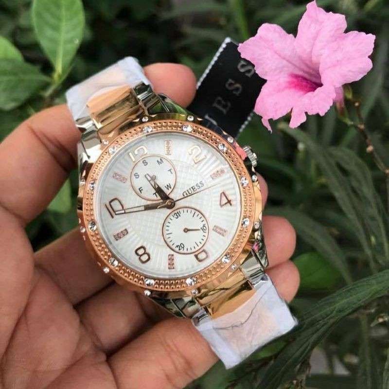 Guess Siren White Dial Two Tone Steel Strap Watch for Women - W0442L4 Buy Now By Guess