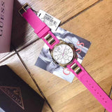 Guess Intrepid White Dial Two Tone Silicon Strap Watch For Women - W0325L3 Buy Now By Guess