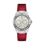 Guess Limelight Quartz Diamonds White Dial Red Leather Strap Watch For Women - W0775L11 Buy Now By Guess