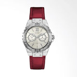 Guess Limelight Quartz Diamonds White Dial Red Leather Strap Watch For Women - W0775L11 Buy Now By Guess